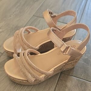 Gold Sandals with Rhinestone Embellishments